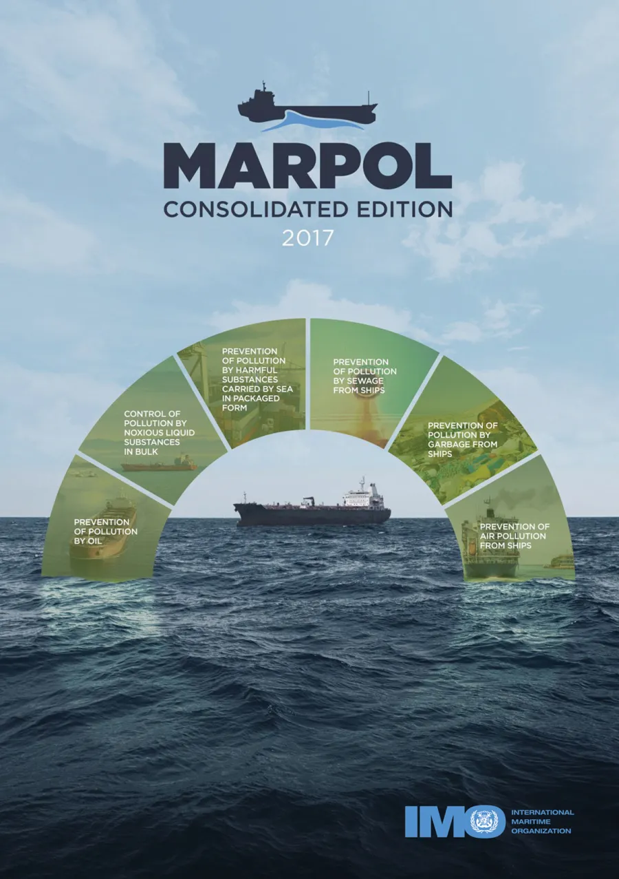 Portada consolidada del convenio MARPOL con sus anexos de prevención de la contaminación