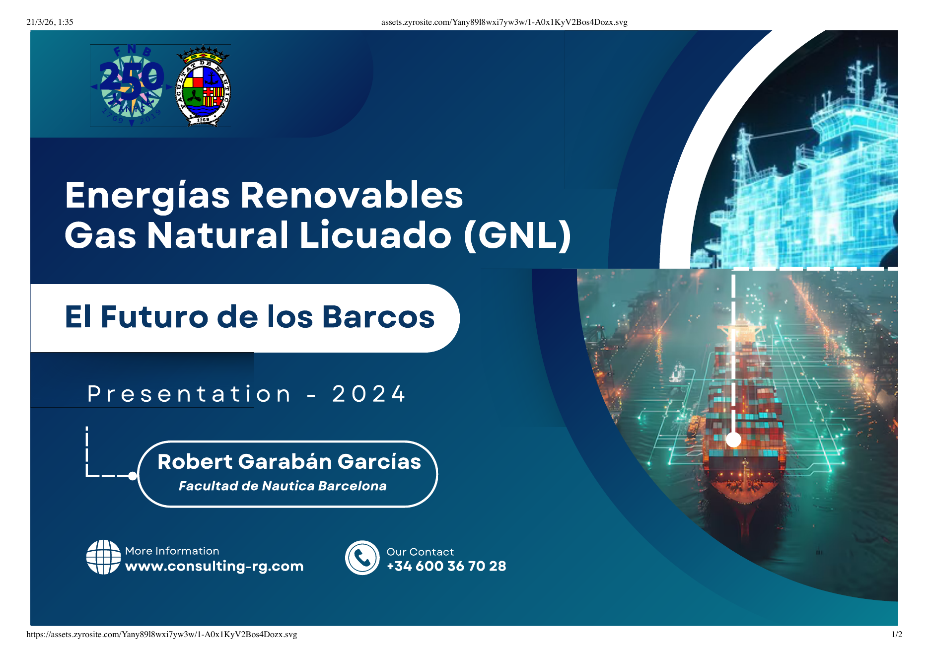 Portada visual sobre Gas Natural Licuado para la marina mercante