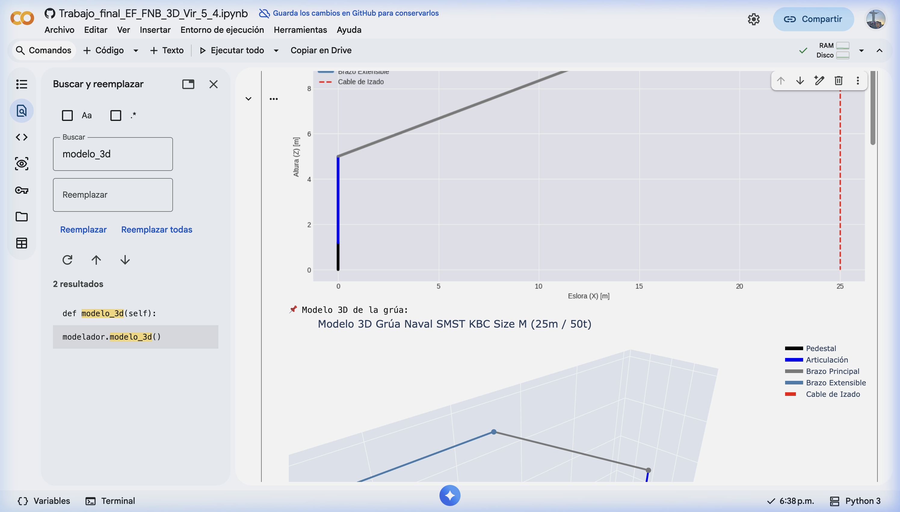 Modelo 3D de Grúa Naval SMST KBC Size M — Simulación FEM con Python
